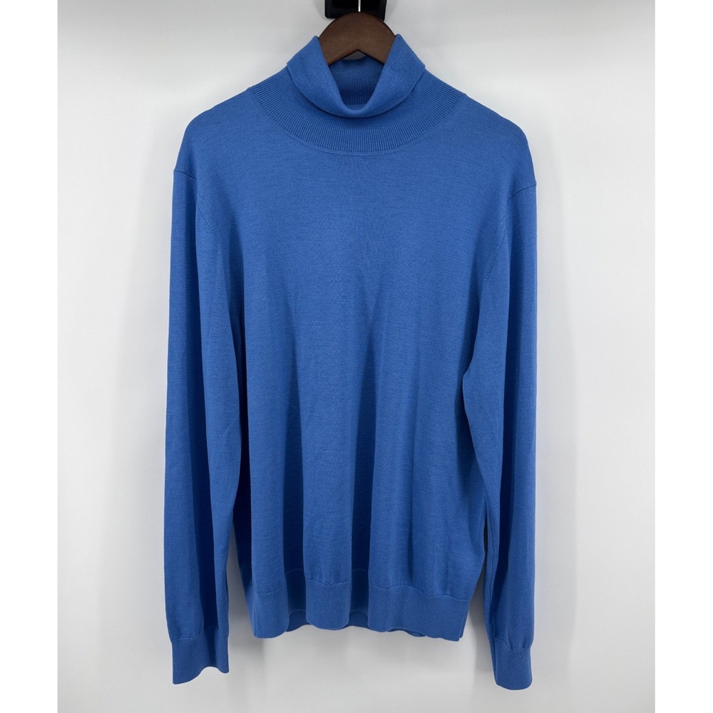 Sandro Paris Mens 100% Wool Turtleneck Sweater Bleu Blue XXL SHPTR00082 NEW